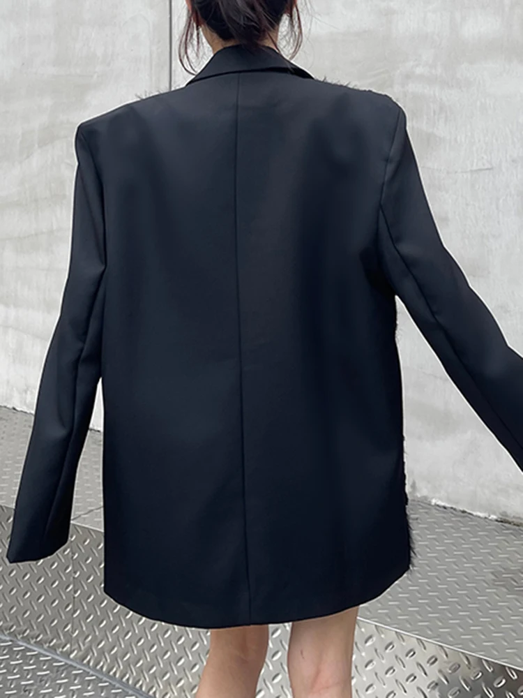 YERMORA Black Jacquard Weave Olivet Casual Blazer For Women Lapel Long Sleeve Loose New Jacket Fashion Tide Spring Autumn 2025