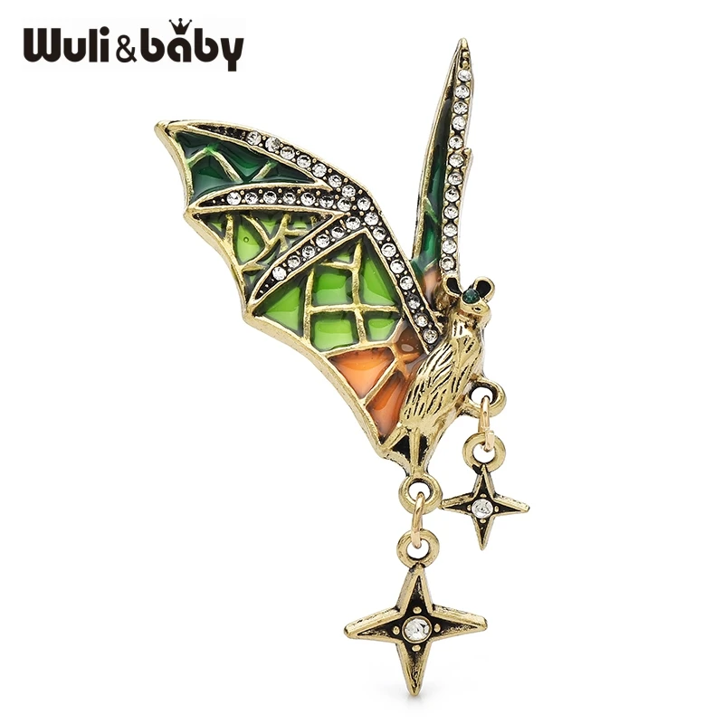 Wuli&bady Vintage Flying Bat Brooches 2-color Cute Enamel Animal Brooch For Women's Clothes Backpack Pins Gifts