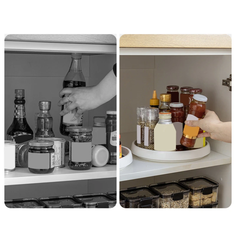 360° Rotating Spice Rack, Turntable Storage Organizer, Turntable, Refrigerator, Plastic Turntable, Kitchen, Cabinet