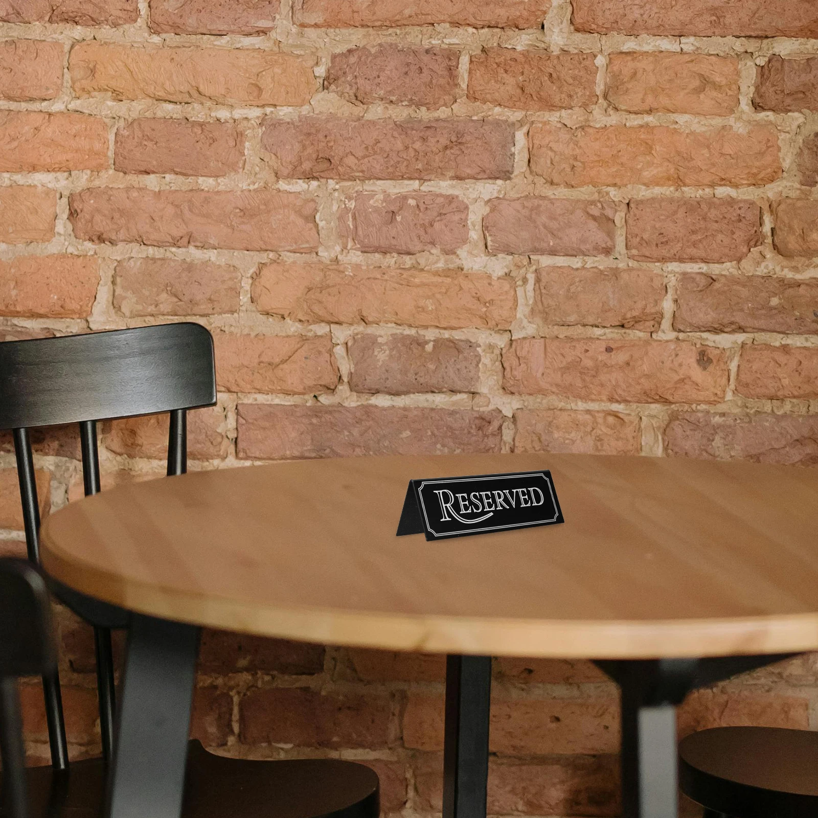 

2 Pcs Reserved Signboard Dining Table Chair Signs Triangle Black Acrylic Paper Chairs