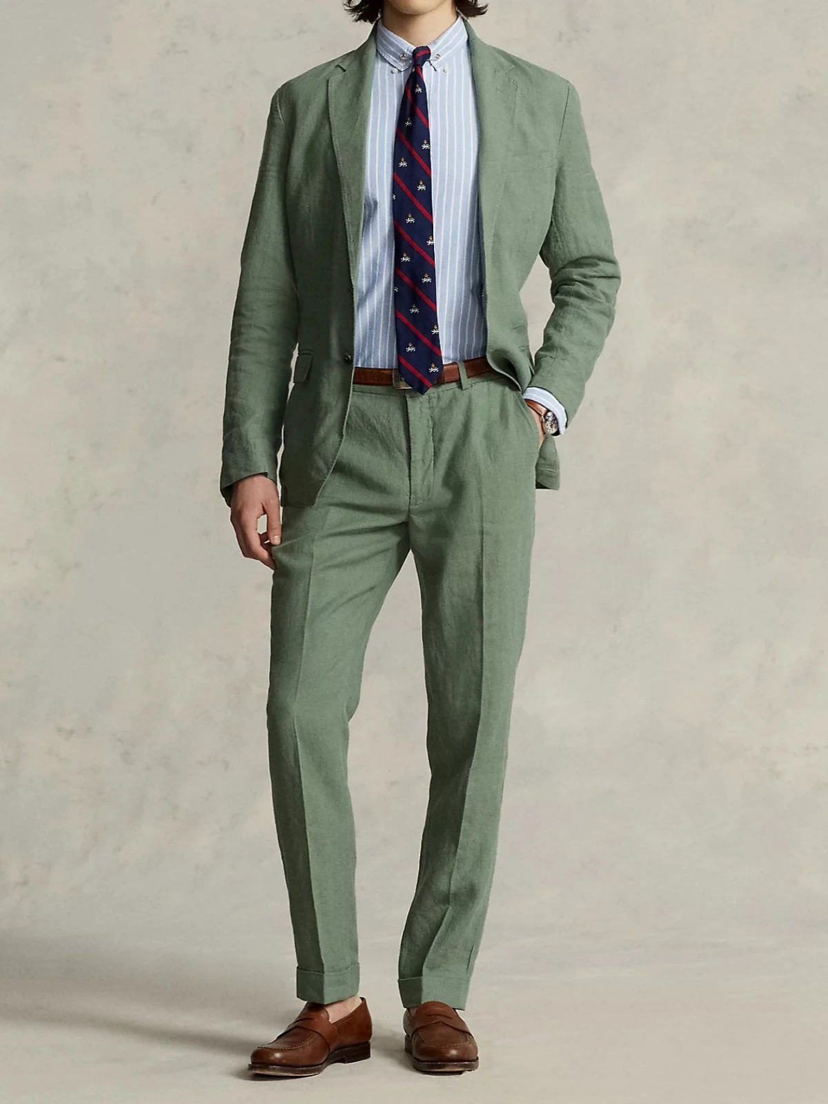 

2024 Green Summer Linen Fashion Suits For Men Smart Casual Slim Fit Blazers Hombre High Quality Custom 2 Piece Set Costume Homme