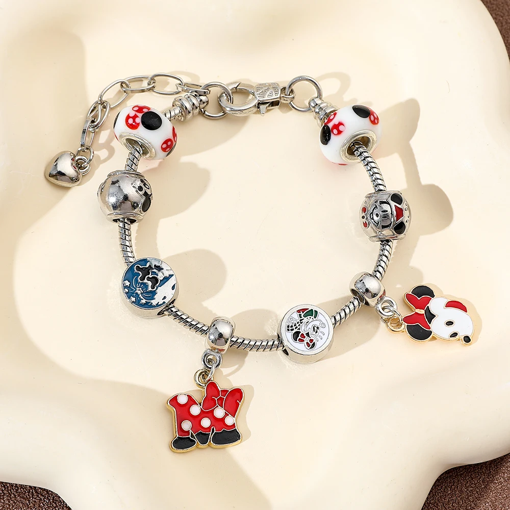 New Disney Series Fashionable and Cute Mickey Mouse M Letter Pendant DIY Beaded Versatile Bracelet