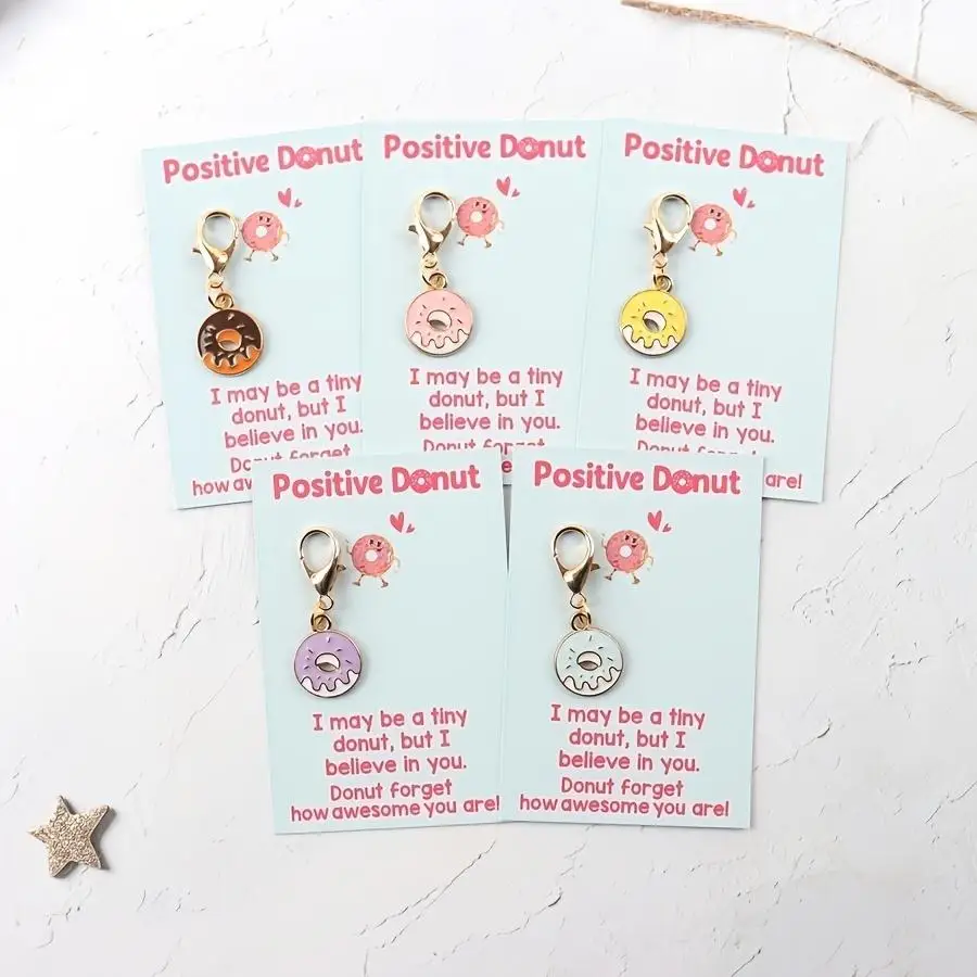 1/5/10/20/50/100pcs 2D Flat, Gift for Her/Him s/s 2D Positive Donut Keychain Set for Women - Funny Emotional Motivational Suppor