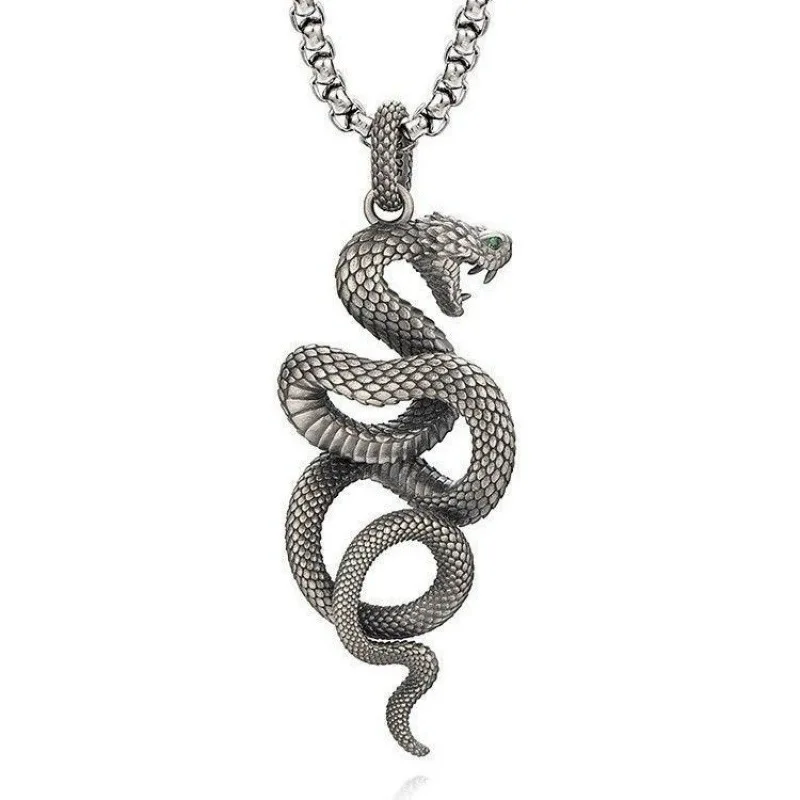Hot Sale Vintage Spiritual Snake Necklace for Men and Women Exaggerated Snake Shape Winding Personalized Hip-Hop Pendant Jewelry