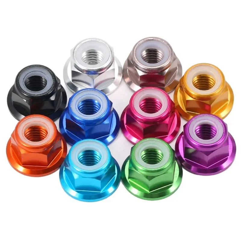 

M2 M2.5 M3 M4 M5 M6 M8 Aluminum Flange Nylon Lock Nut / Color Anodized Hexagon Self-Locking Nut - Vibration Resistant Fastener