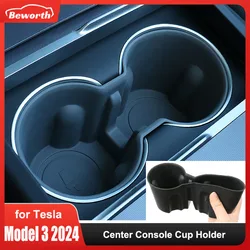 For Tesla Model 3 Highland 2024 Water Cup Holder Insert Center Console Organizer TPE Storage Box Newest Model3 Car Accessories