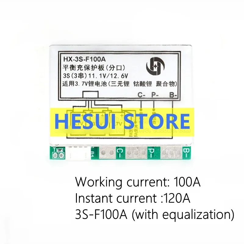 3 Strings of 12.6V Lithium Battery Protection Board Modules 3 strings of 11.1V Polymer 100A splitter belt Balancing