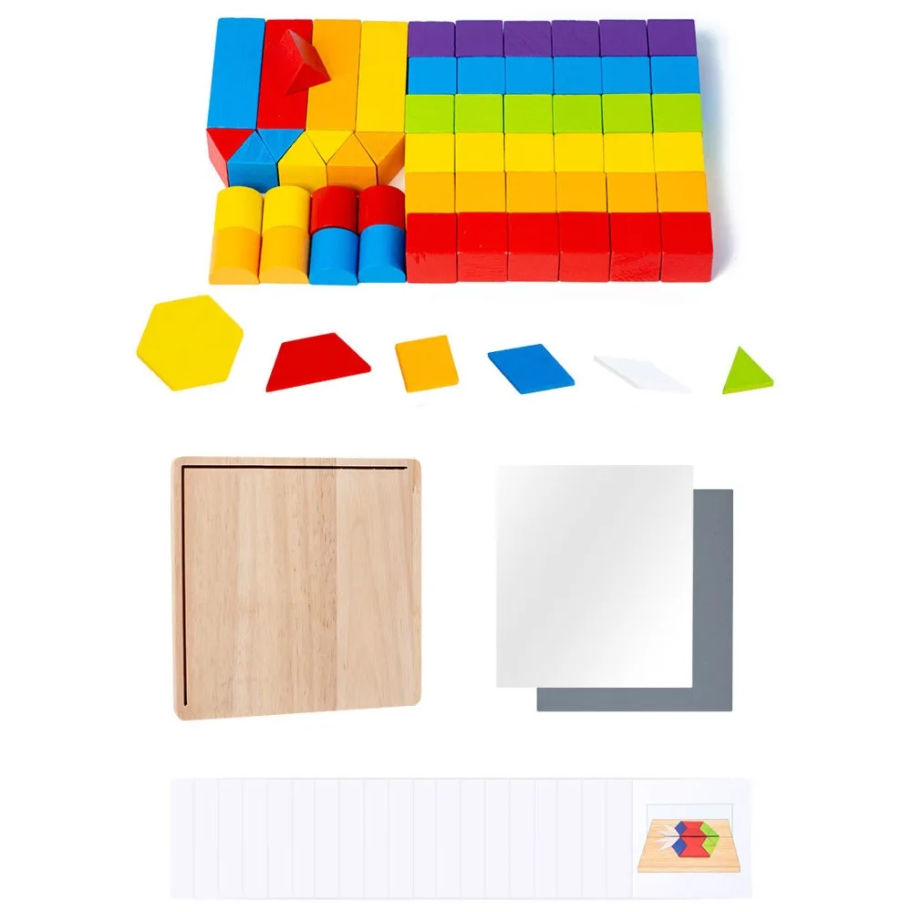 

Wooden Physics Space imagination BlocksToy Shape Matching Mirror Puzzle Mirror Imaging Logic Thinking Puzzle Projection