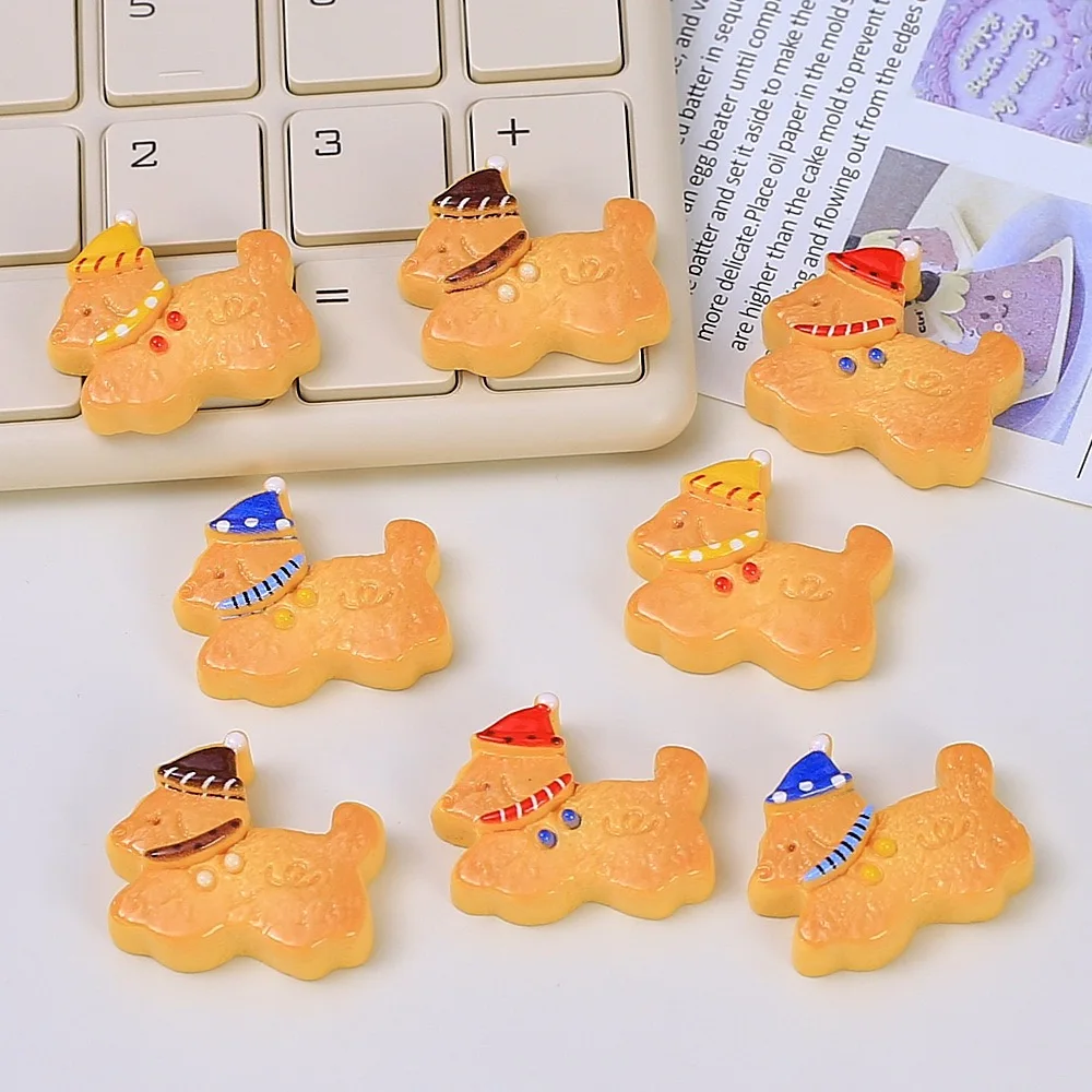 10pcs Simulation Cartoon Dog Biscuit Resin Faltback Cabochon DIY Scrapbooking Craft Miniature Dollhouse Accessories