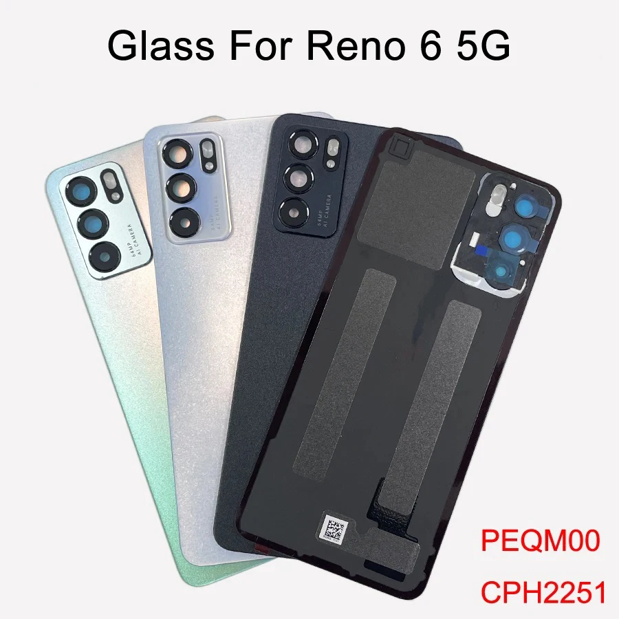 

A+++ Back Glass For Oppo Reno6 5G Back Battery Cover Rear Reno 6 Door Housing Case PEQM00, CPH2251 Replacement Parts