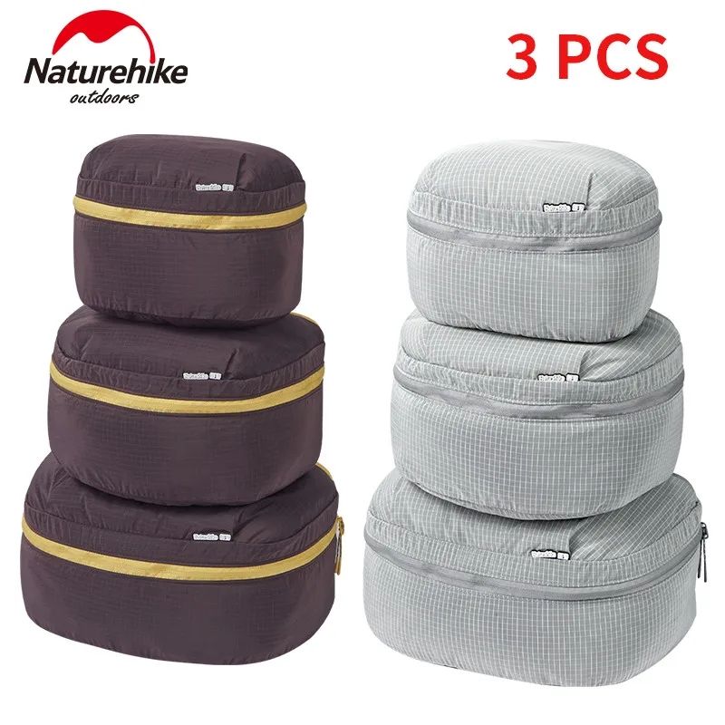 Naturehike 3 Pcs Set Travel Storage Bag Luggage Clothing Underwear Makeup Portable Foldable Camping Supplies Nylon Packing Bag