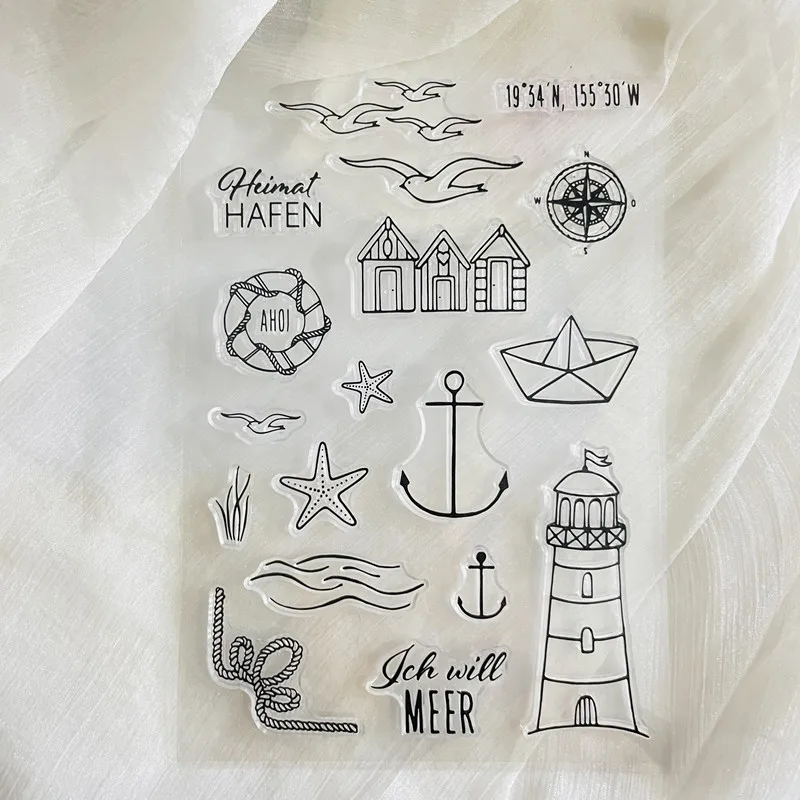 sea tower rudder with German Word Clear Stamp Transparent Silicone Stamp Seal Sheet For Scrapbooking Photo Album Decoration