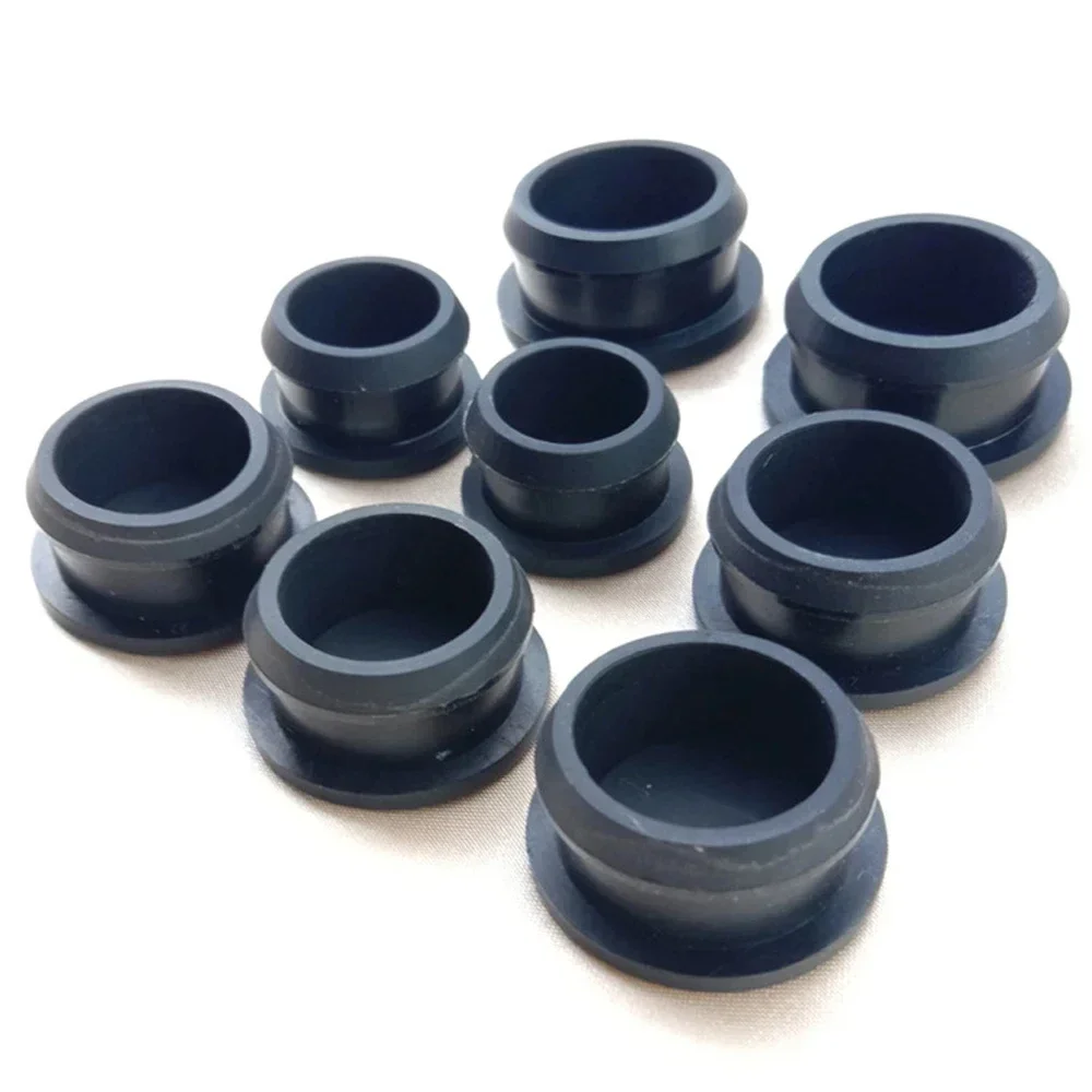 2.5-50.6mm Black Conical Snap-on Silicone Rubber T Type Plug Blanking End Caps Tube Inserts Bung Proof High Temperature