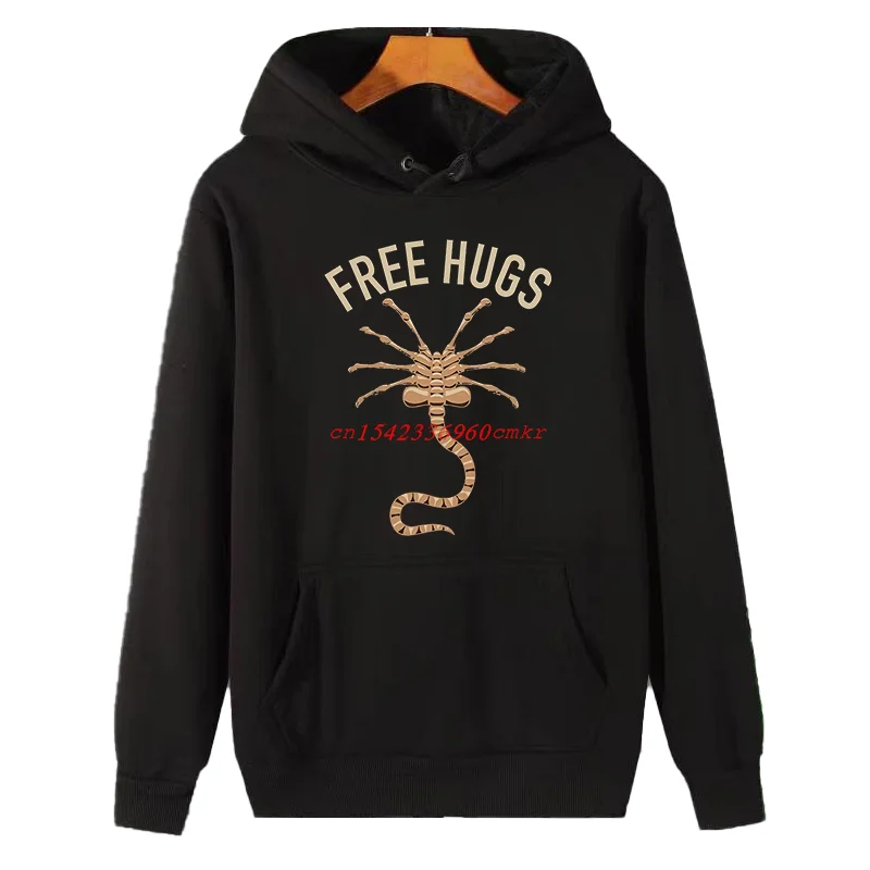 

Забавные толстовки с капюшоном и графическим принтом Alien Free Hugs, зимние незаменимые вещи, толстый свитер с капюшоном, подходит для всех возрастов, мужская толстовка