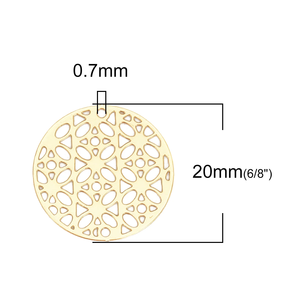 DoreenBeads Iron/Copper Alloy Filigree Stamping Connectors Round Gold Color Tree/Flower Making Jewelry Findings 20mm Dia, 10PCs