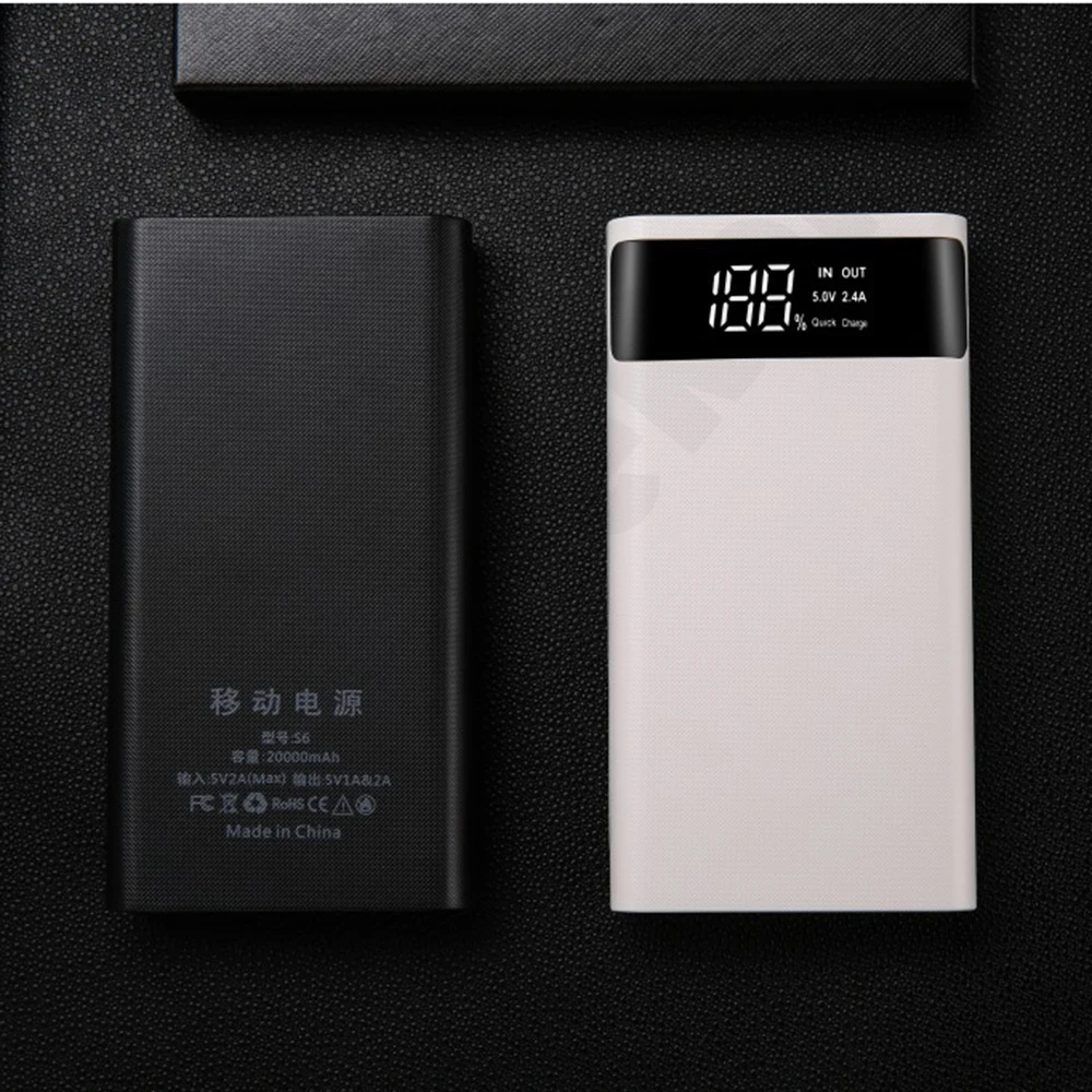 15000mAh Power Bank Case DIY 6x18650 Battery Storage Box Dual USB Fast Charging Portable External 5V With Flashlight