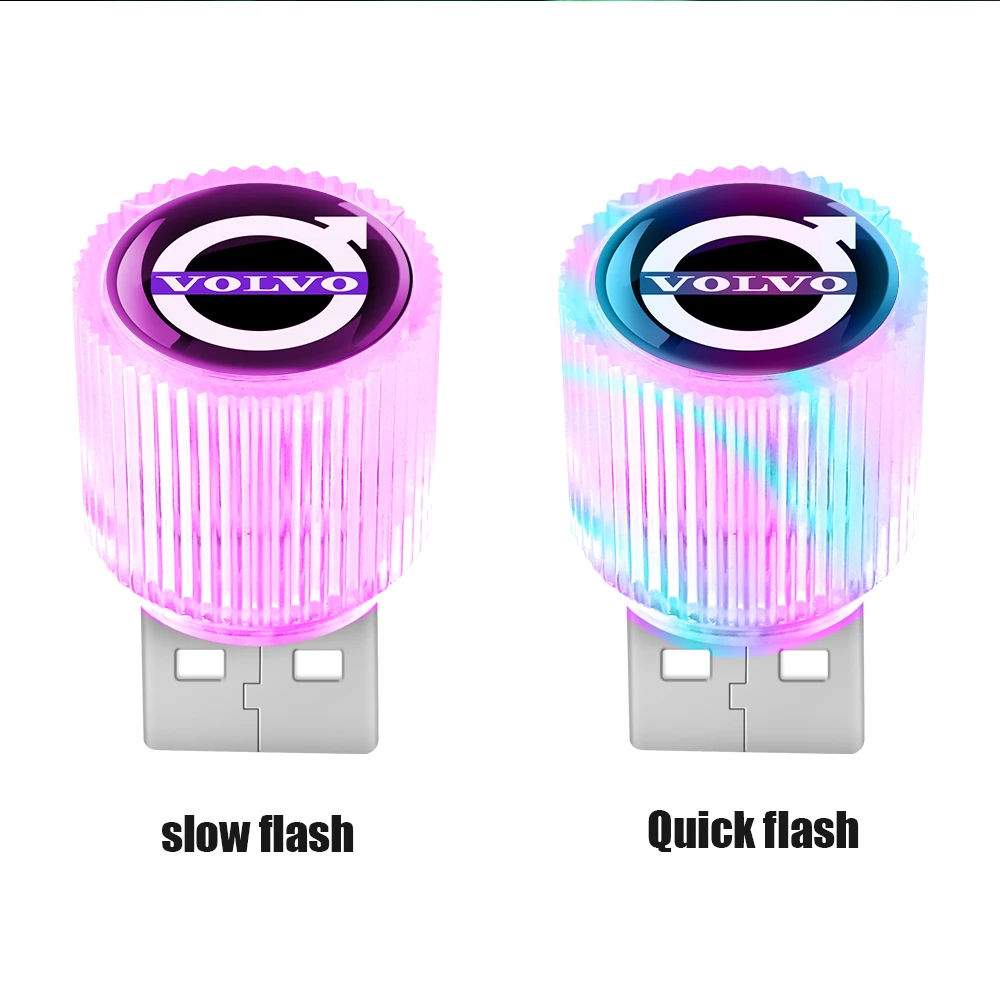 2pc Car Mini USB LED Interior Ambient Light Color-changing Accessories for Volvo V40 V50 S40 S80 XC60 S90 XC90 S60 XC40 T6 AWD