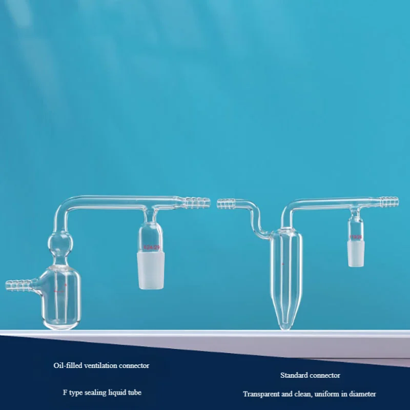 Oil bubble vent joint F-type liquid sealing pipe with micro bubbler connecting hose high borosilicate glass