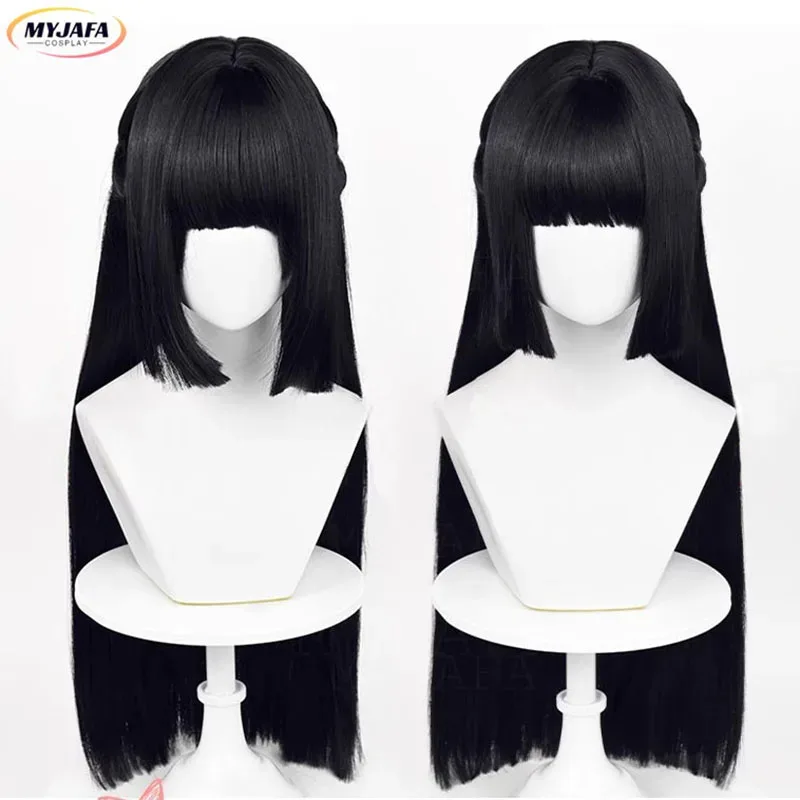 

aaa12 3Hoshimi Miyabi Cosplay Game ZZZ Long Black Braided Heat Resistant Synthetic Hair Halloween Anime Wigs + Wig Cap
