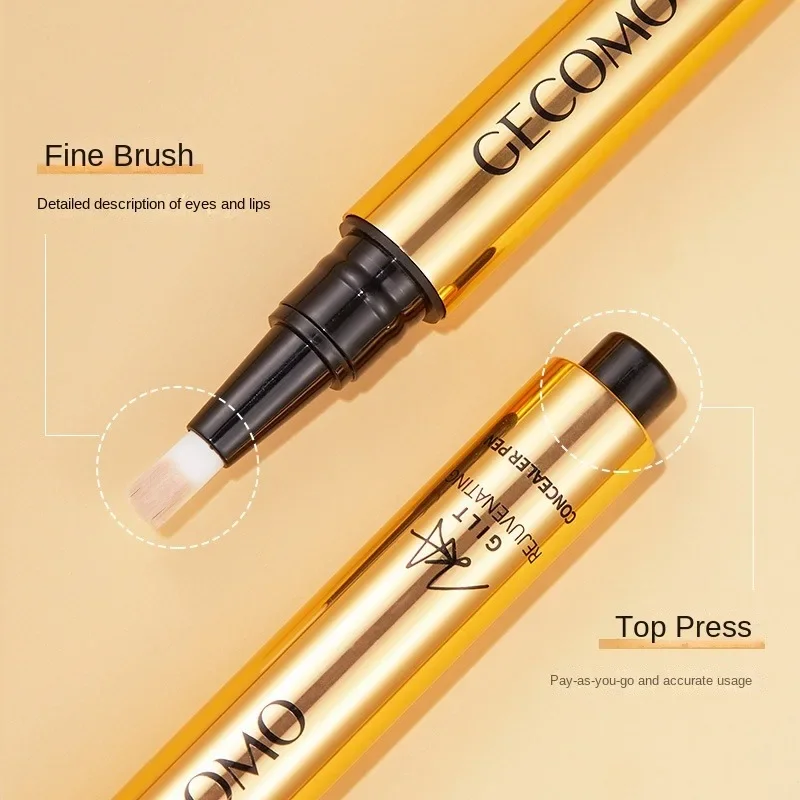 GECOMO Brush Press Concealer to Cover Black Circles Pockmarks and Spots Brighten Lacrimal Groove Facial Makeup Conceale Lotionr