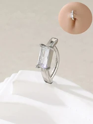 KUNIU 1pc Fashion Rectangular Zircon Belly Ring Women Piercing Body Jewelry Party Jewelry
