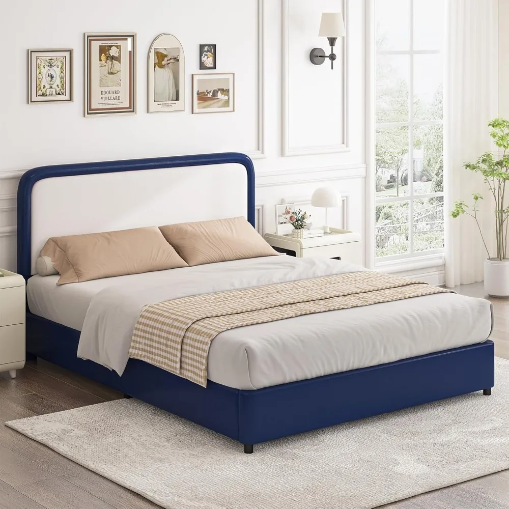 

Full Size Bed Frame with Headboard, Bed Frame Full with Wood Slats Support, No Box Spring Needed, Easy Assembly