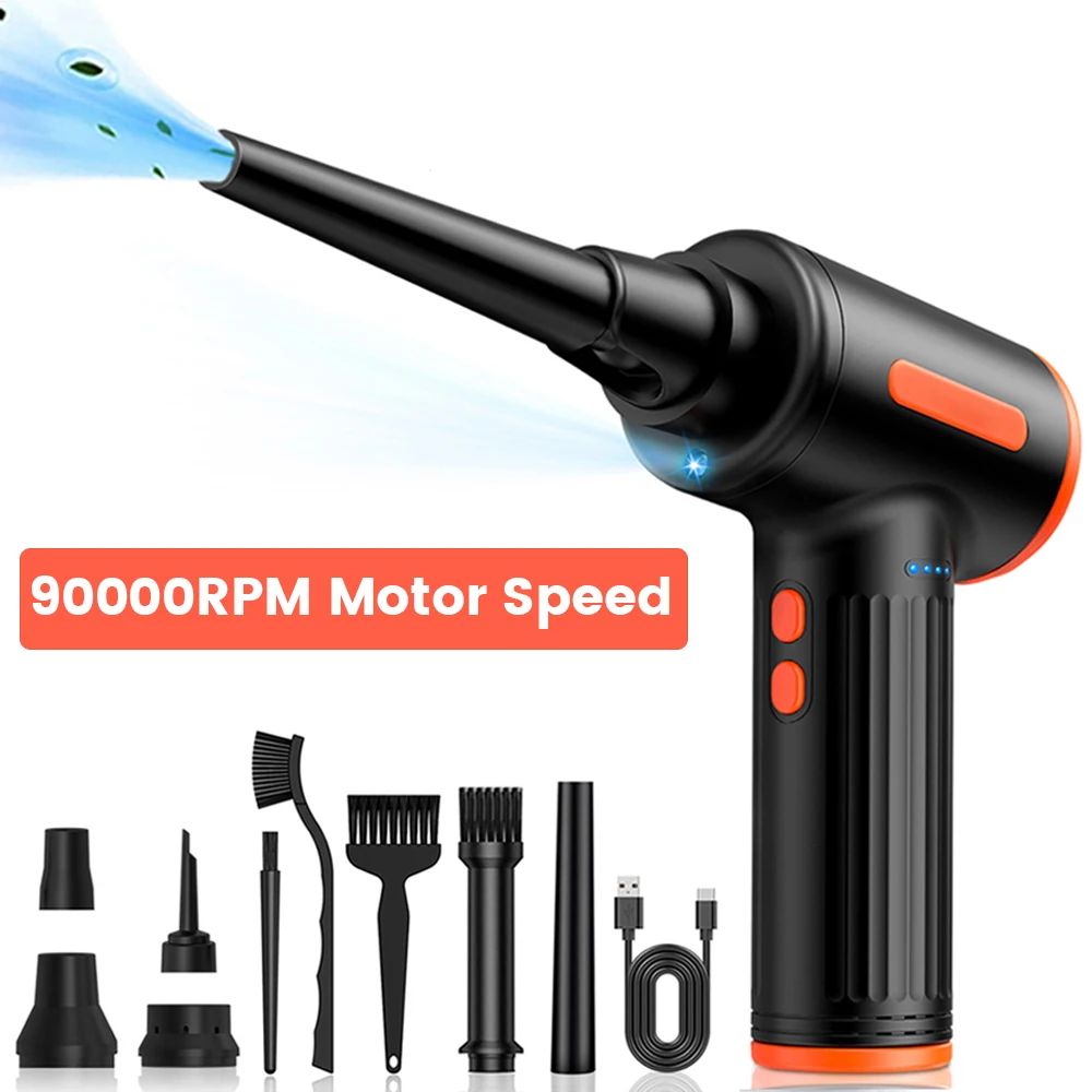 Cordless Air Blower Duster Elétrico 90000rpm sem Fio 90w Brushless Gel Gun Cleaner para pc Computador Teclado Carro de Limpeza Laptop