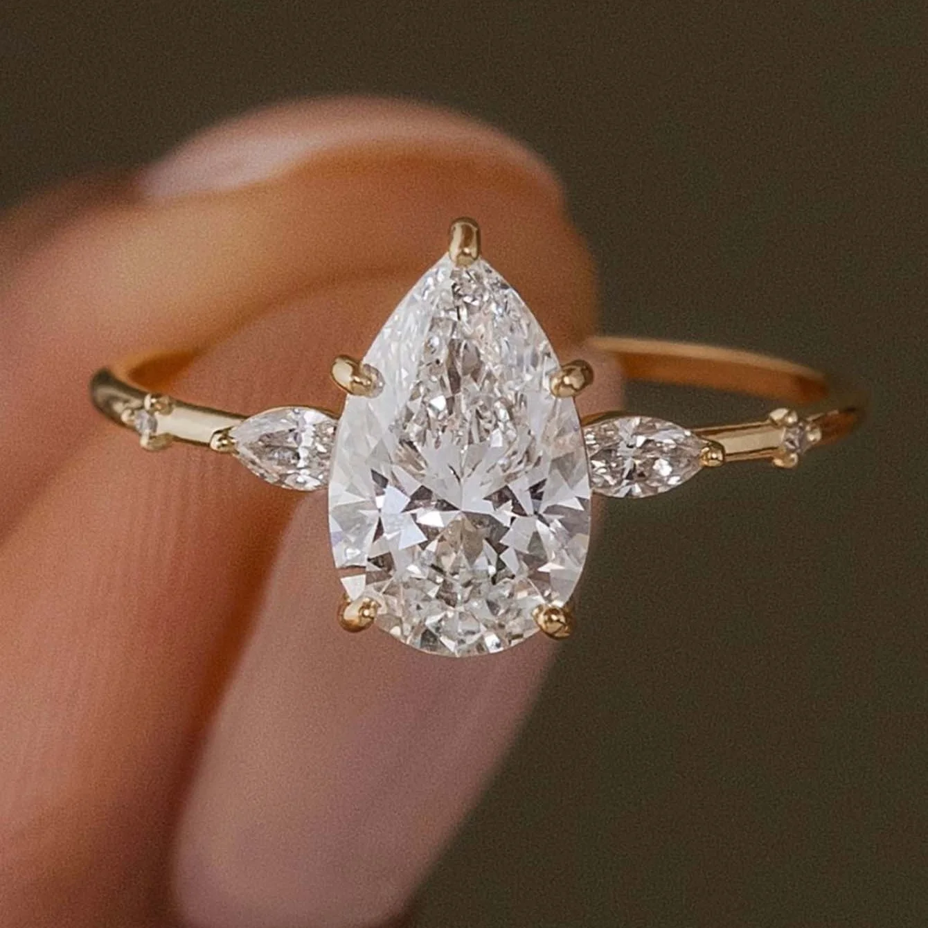 خاتم مويسانيتي على شكل دمعة 2 قيراط من الفضة الإسترليني S925 مجوهرات راقية مطلية بالذهب عيار 18 قيراط مناسبة لتقديم الهدايا والذكرى السنوية #2