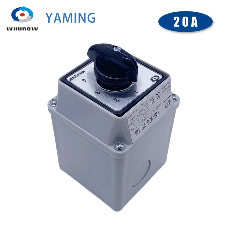 20A Universal Conversion Selector With Box LW26-20/4 Four Poles Rotation Selection Waterproof Control Circuit Cam Switch