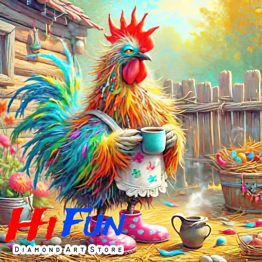 

Funny Chicken Art Diamond Painting Mosaic The Madame Hens Picture of Rhinestones New Cross Stitch 5D DIY Embroidery Home Decor