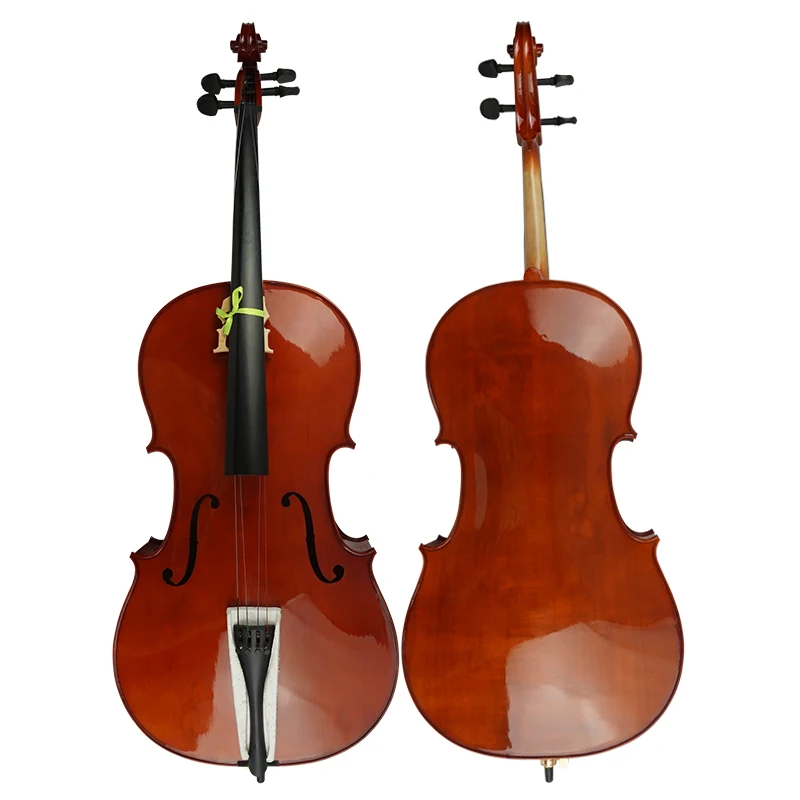 4/4 Plywood Cello Red Brown Spraying Varnish Finish String Musical Instrument Support Custom Label Made In China