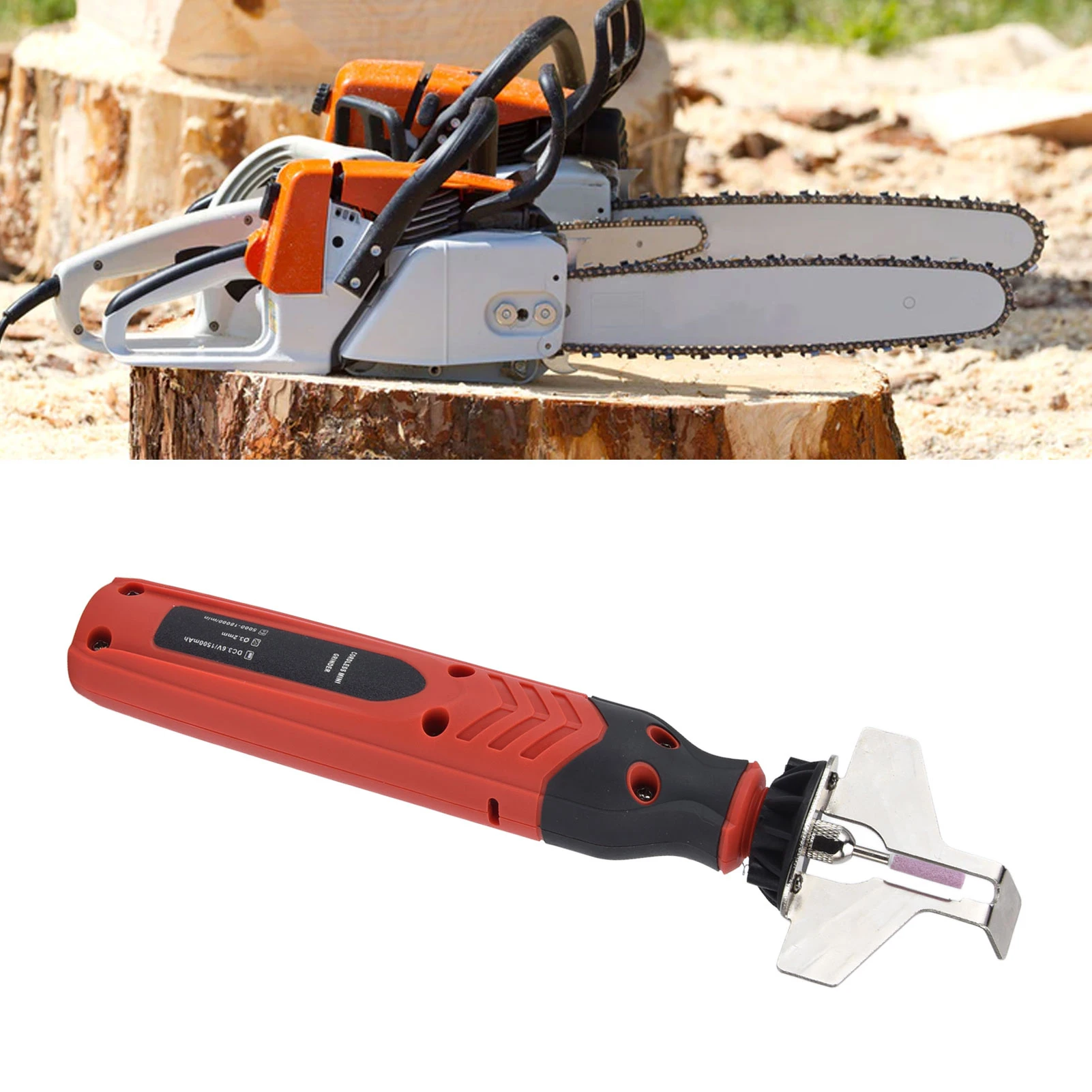 Chain Saw Sharpen Tool Set DC3.6V Cordless Saw Sharpener Kit Handheld Chainsaw Sharpening Kit Red Chain Saw Sharpen Tool Set