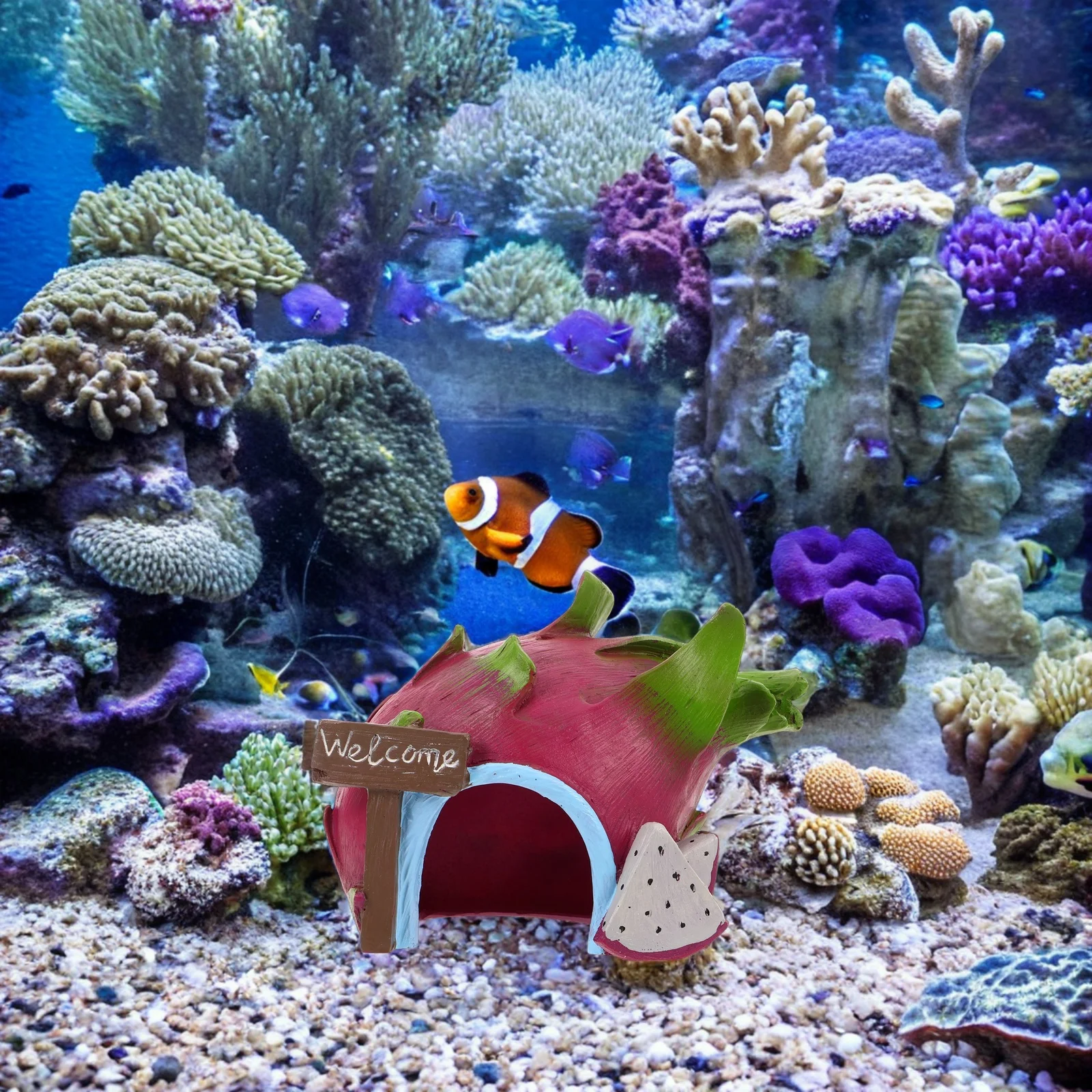 

Fish Tank Decorations Betta Cave Hideout Resin Aquarium Ornament Shrimp Shelter House Breeding Landscaping Durable Easy