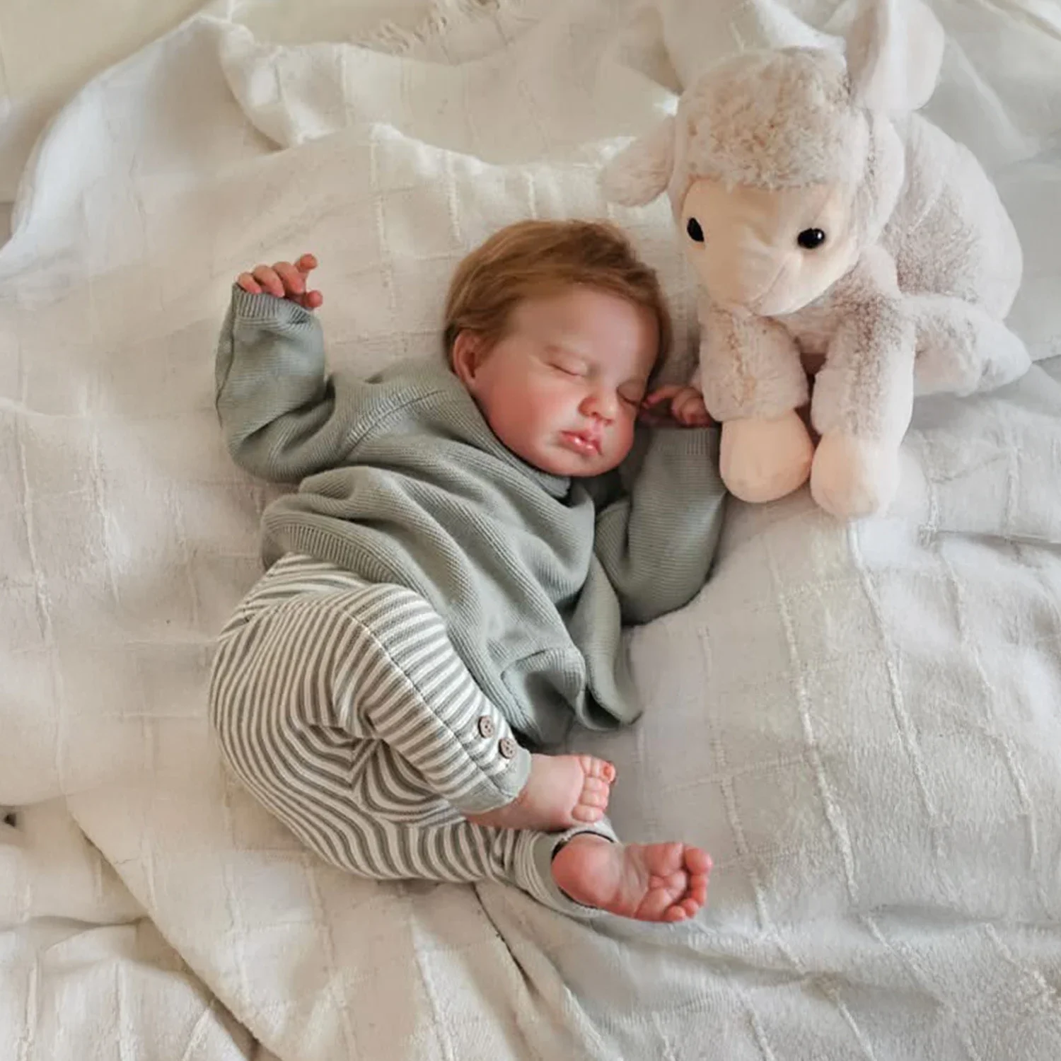 

NPK 19-дюймовая 3D-кожа ручной работы Reborn Loulou Asleep с видимыми венами, высокое качество, мягкое тело, реалистичная коллекционная художественная кукла Bebe, подарок