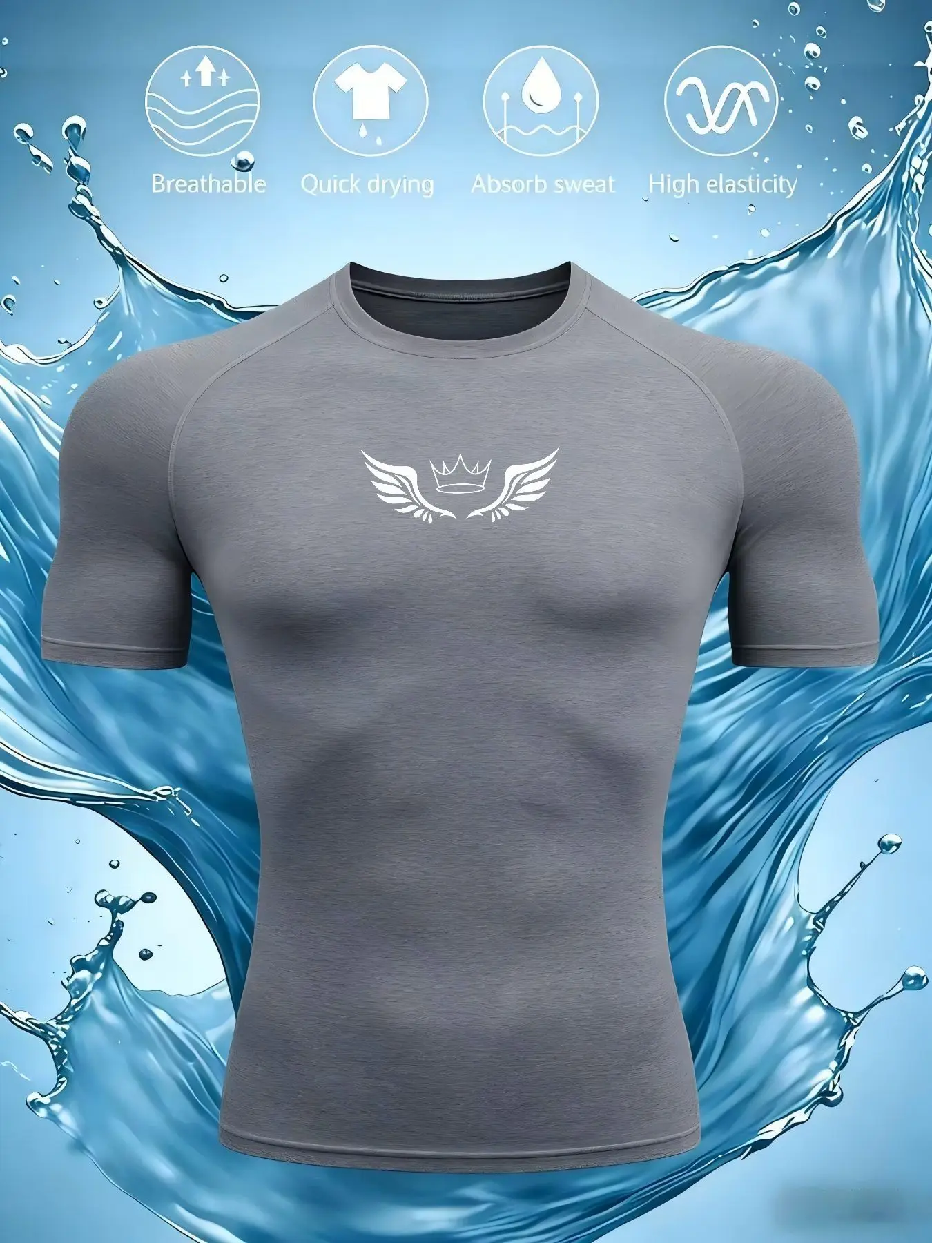 

Мужская спортивная футболка с короткими рукавами, подходящая для использования в помещении и на улице в различных случаях. Нижний слой, подходящий для мужчин