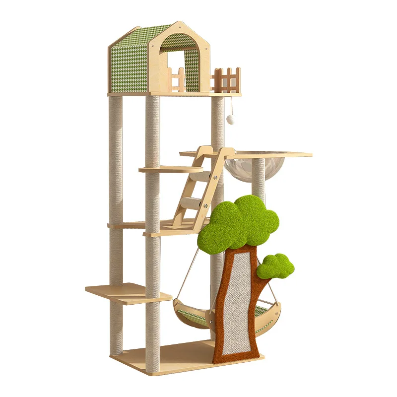 Árbol rascador para gatos multinivel con cama, sisal y columpio - imagen 4