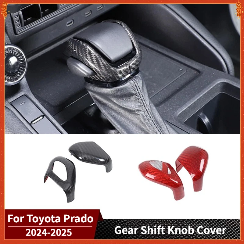 

For Toyota Prado Real Dry Carbon Fiber 2024-2025 Interior Decoration Central Gear Handle Head Cover Modification Accessories