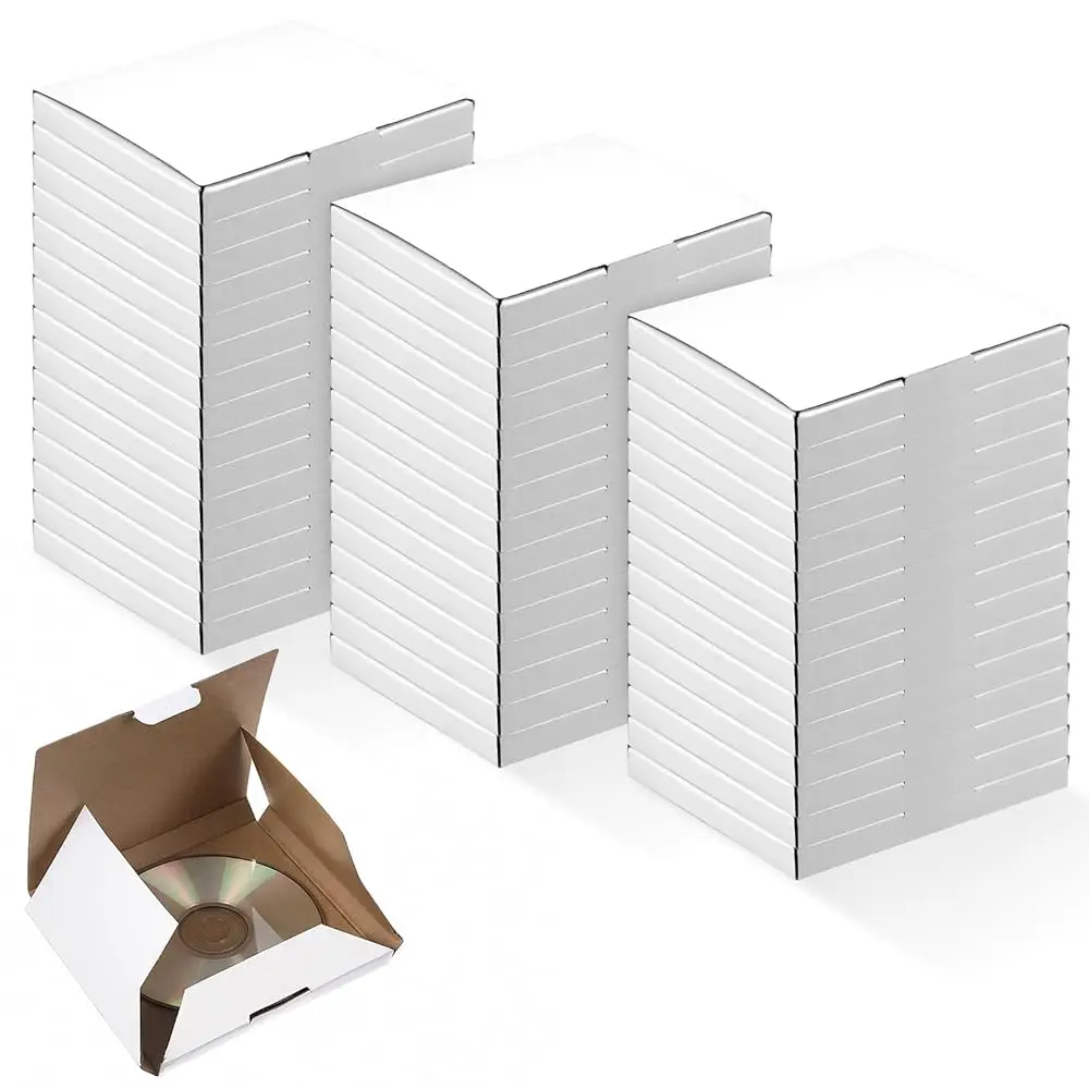 

50 шт. почтовых коробок для CD, 5 5/8 x 5 x 7/16 дюймов, почтовые конверты для CD, маленькие гофрированные пакеты для доставки и переезда