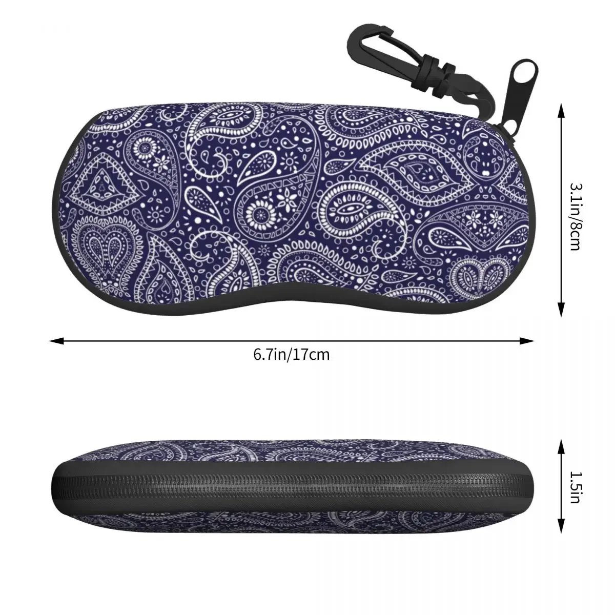 Custom Bandana Pretty Bohemian Art Paisley Shell Glasses Case Unisex Cool Blue Eyeglasses Case Sunglasses Protector Box