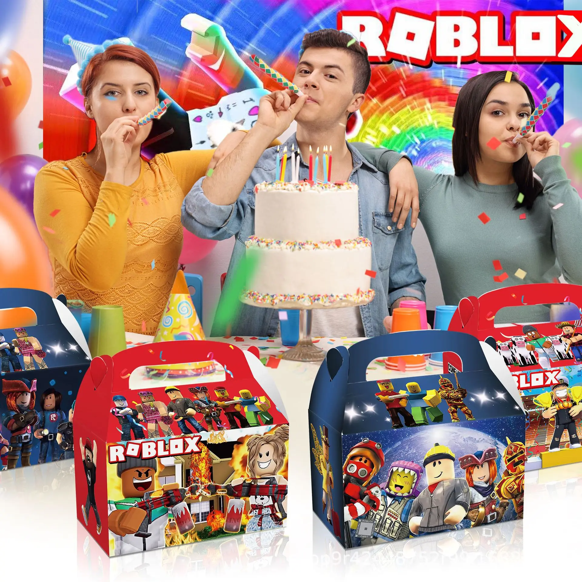 Roblox اللبنات كاندي سولجر هدايا الحفلات الحلوى صناديق الورق المحمولة أكياس الورق