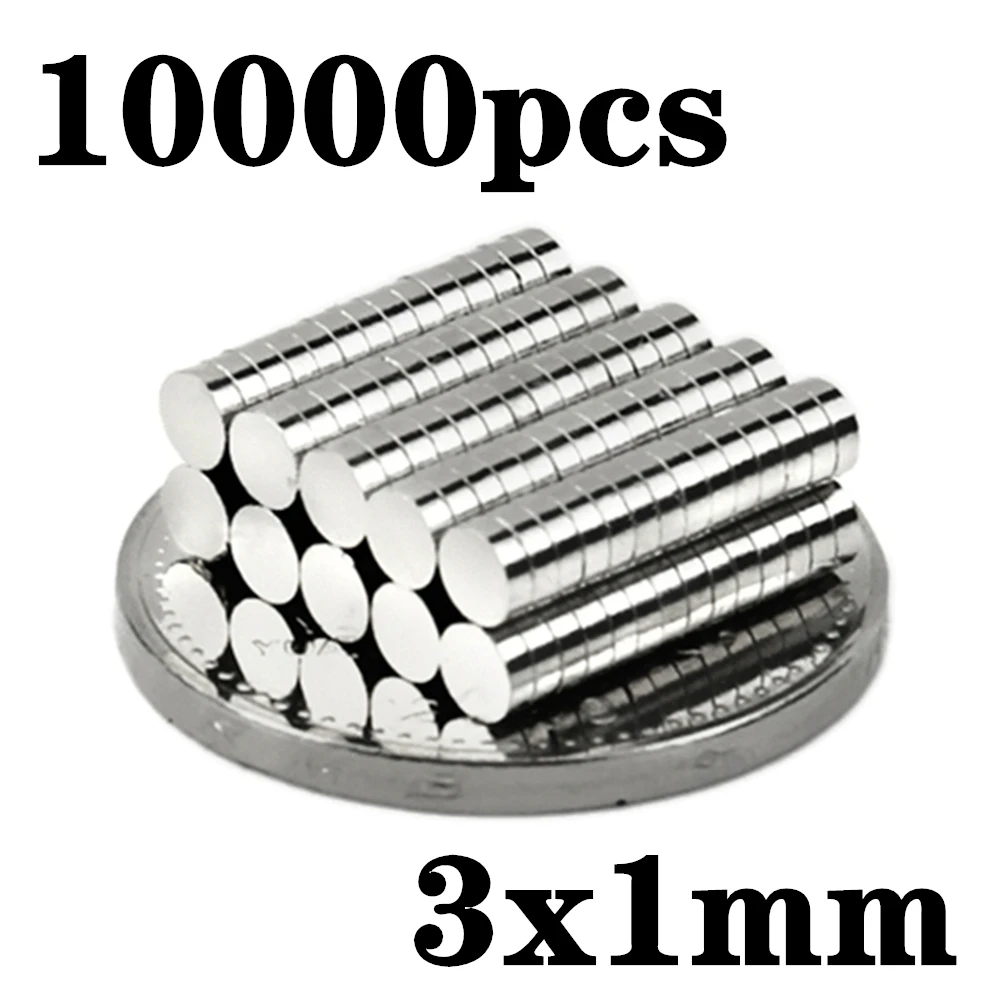 10000pcs Neodymium N35 3x1mm Strong Magnets Tiny Disc NdFeB Rare Earth For Crafts Models Fridge Sticking magnet 3x1 mm