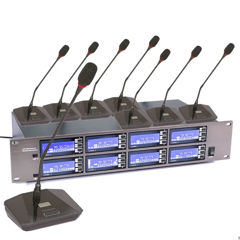 

professional 8 channels uhf wireless microphone for conference rooms