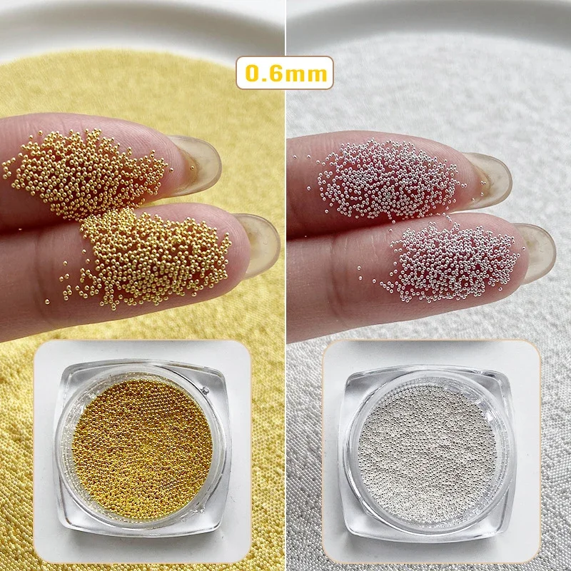 0.4mm-1.5mm Mini Sfera In Acciaio In Metallo Micro Cavavi In Lega Unghie Artistiche Strass Gioielli Accessori Per Manicure Ornamenti FAI DA TE