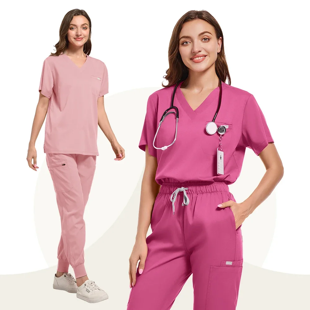 Uniformi mediche unisex Uomo Donna Abbigliamento infermieristico Costume di bellezza Infermiera Scrub Set Dottore Dentista Abbigliamento da lavoro Clinico Top Pantaloni