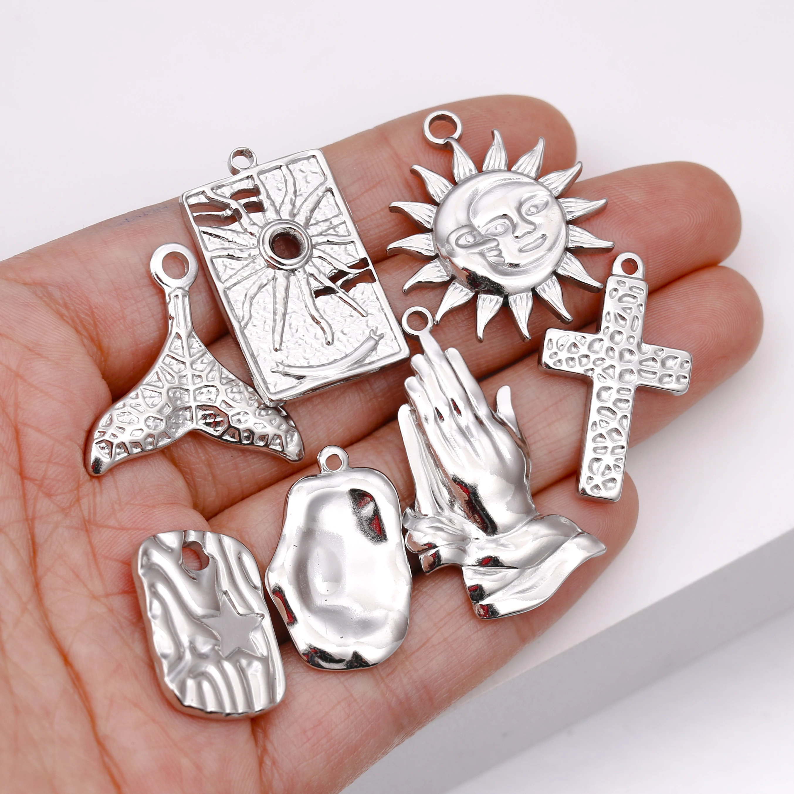 3PCS Edelstahl Unregelmäßige Geometrische Sonne Anhänger Charms Für DIY Halskette Armband Ohrringe Baumeln Charms Schmuck Zubehör – Detail 7