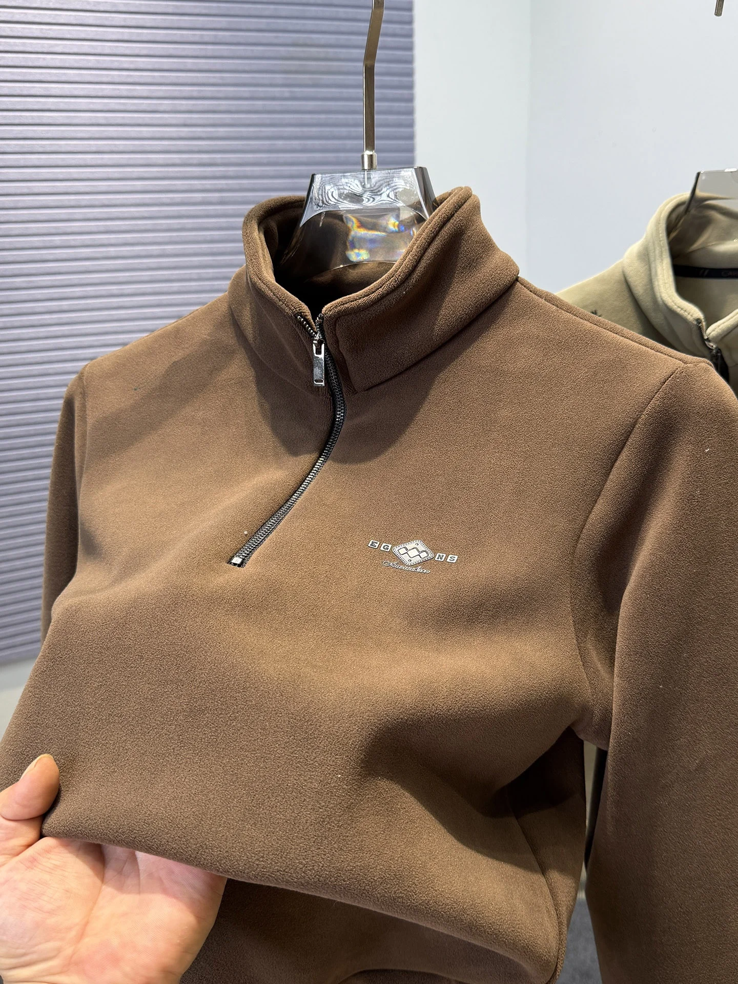 

Утепленная двусторонняя флисовая толстовка на молнии с воротником-стойкой для мужчин, повседневная теплая кофта с длинными рукавами, стандартная длина