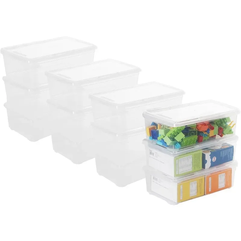 

Plastic Storage Box 12 Pack Clear Shoe Containers with Latching Lid Stackable Bin for Home and Office (Clear)