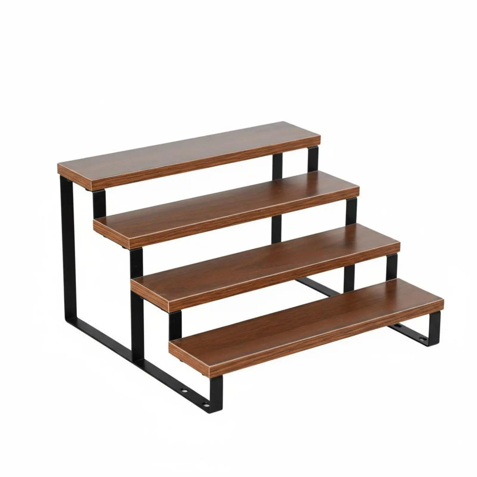 Storage Rack Wood and Metal Construction Stepped Display Stand Space Saving Desktop Display Stand for Hobbyists, Bedroom, Living