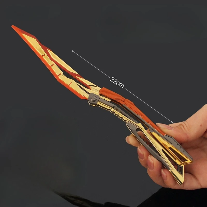 22 センチメートル燃えるような蝶の刃ゲーム周辺機器金属モデル蝶ナイフ武器デスクトップ装飾装飾品誕生日ギフトおもちゃ