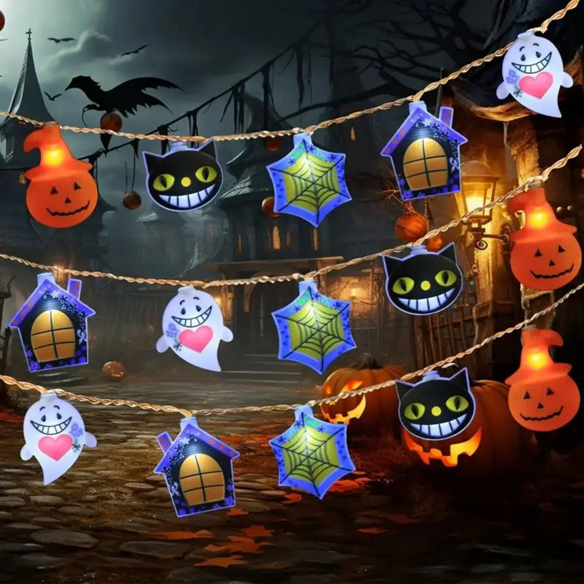 Halloween Horror LED Pumpkin Ghost Witch Spider Mummy Lights Waterproof Indoor Window Decorative Lamps for Party Atmosphere